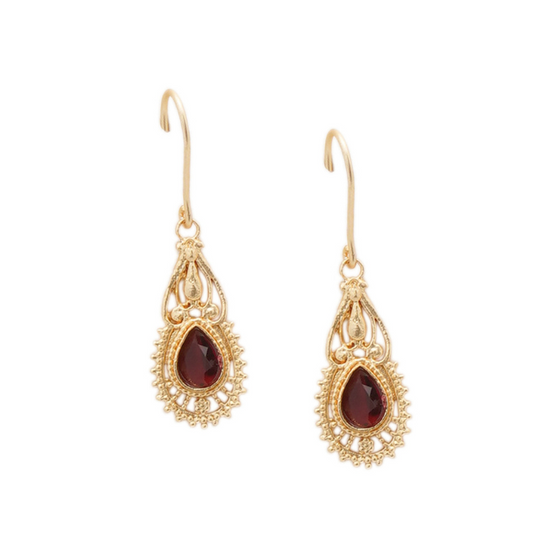 Red Gold-Plated Drop Earrings