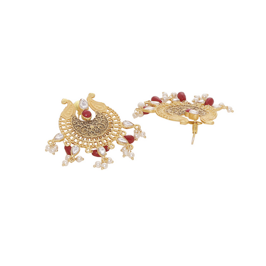 Gold-Plated  Red Classic Chandbali