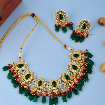 Gold Plated Green Kundan Bridal Choker