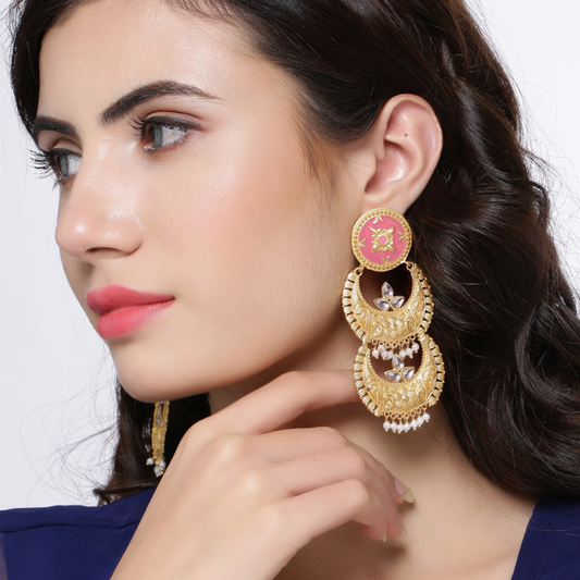 Red Circular Drop Earrings