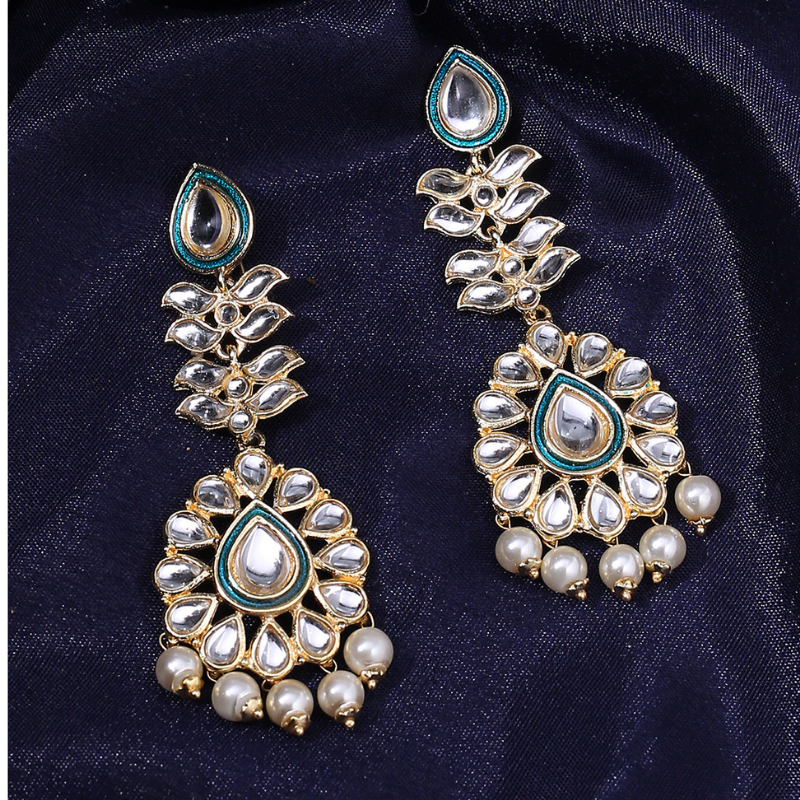 Gold Plated Kundan Drop Earrings