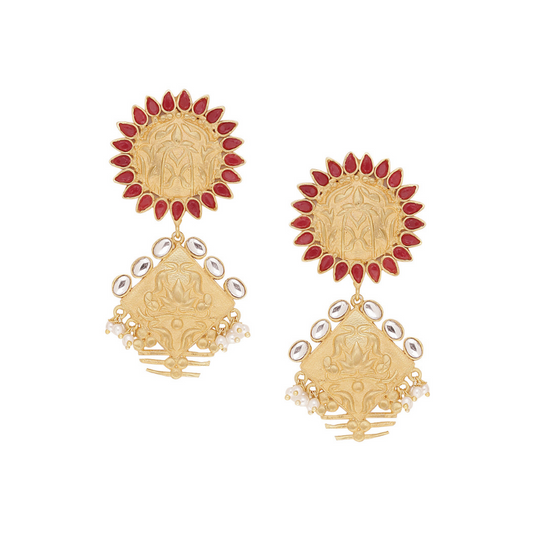 Pink Gold-Plated Geometric Drop Earrings