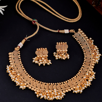 Gold-Plated Beaded Ethnic Coins Short Necklace