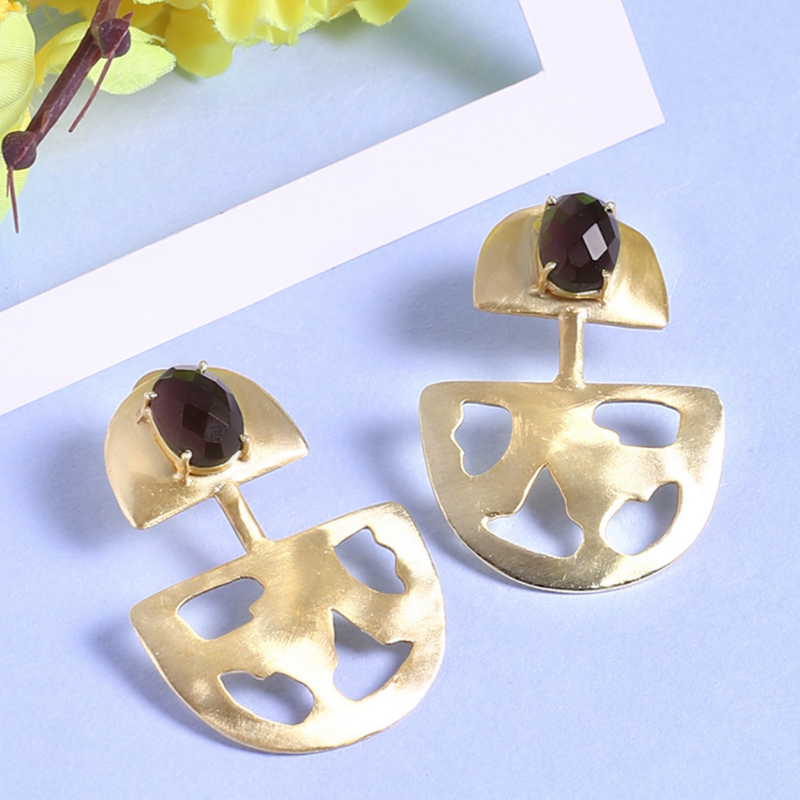 Gold-Toned  Contemporary Drop Earrings