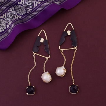 Gold Plated Amethyst Studded Drop Earrings