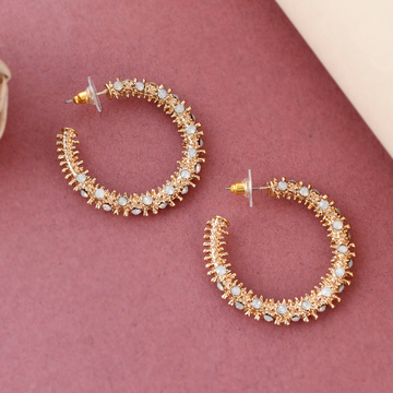 Gold-Toned Contemporary Half Hoops