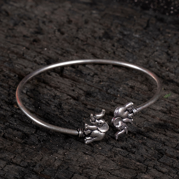 Silver-Plated Oxidised Cuff Elephant Bracelet