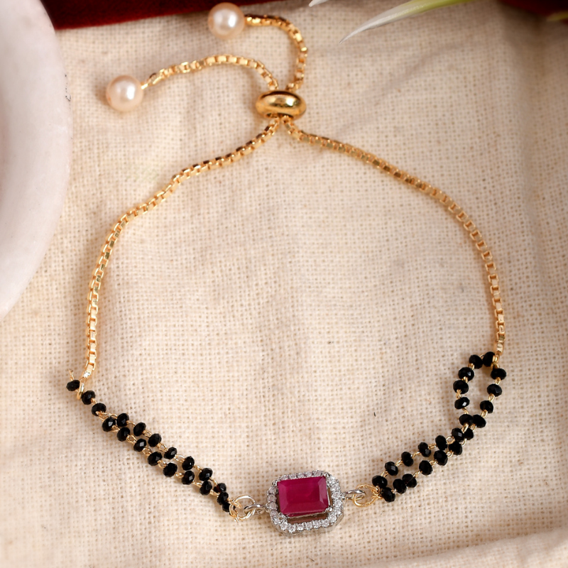 Red Gold-Plated Mangalsutra Bracelet