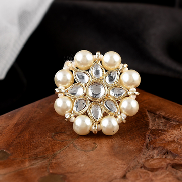 Gold-Plated Kundan & Pearl Rings