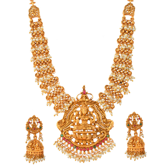 Gold-Plated Beaded Temple Long Necklace