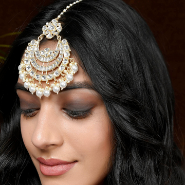 Gold-Plated Handcrafted Pearls  Kundan-Studded Maangtika