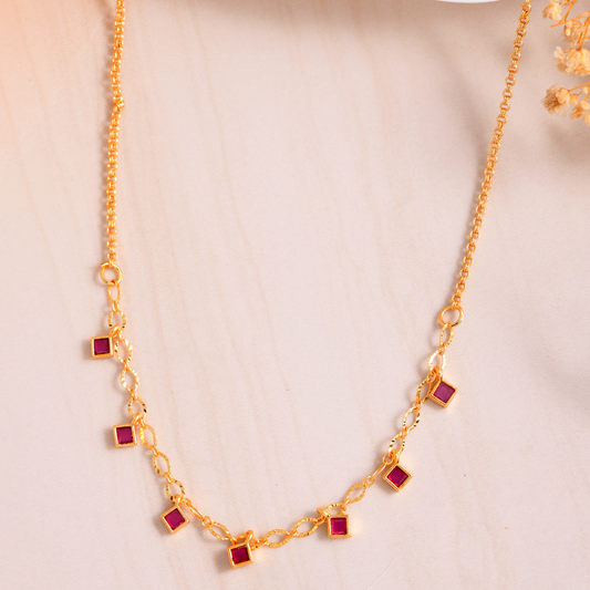 Shoshaa Gold-Plated Pink Stones Chain