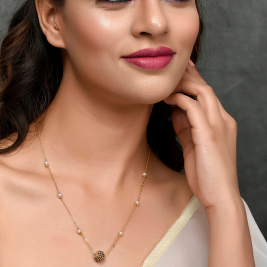 Gold-Plated Black Ball Pendant Chains