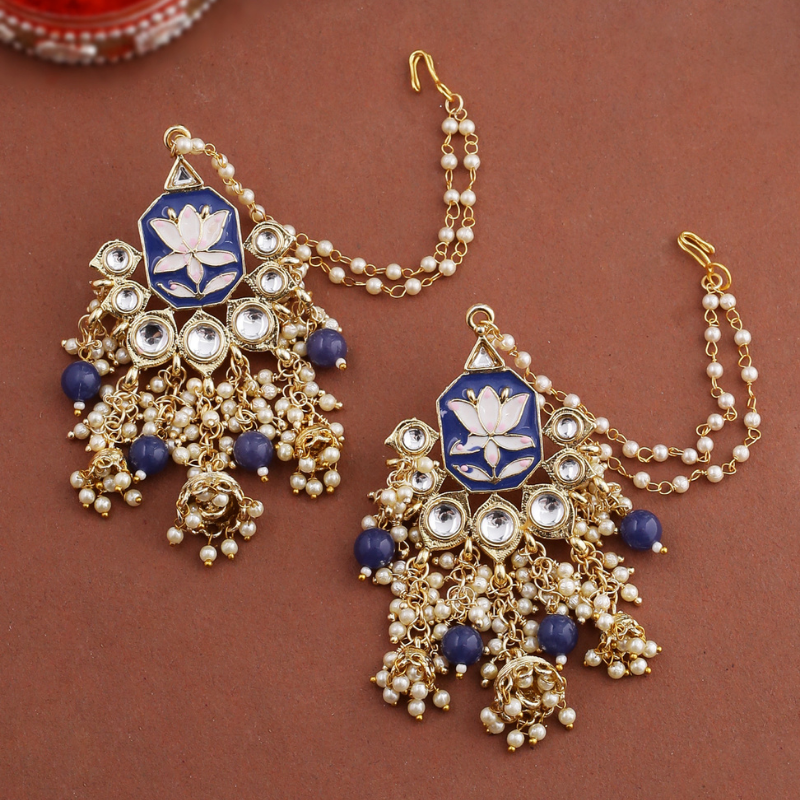 Gold-Plated Blue Drop Earrings