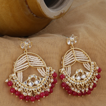 Red Gold-plated Beaded Chandbali