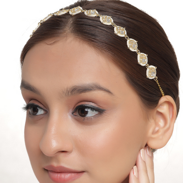 Gold-Plated Kundan Beaded Hairband