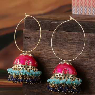 Gold-Plated Pink Enamel Hoops