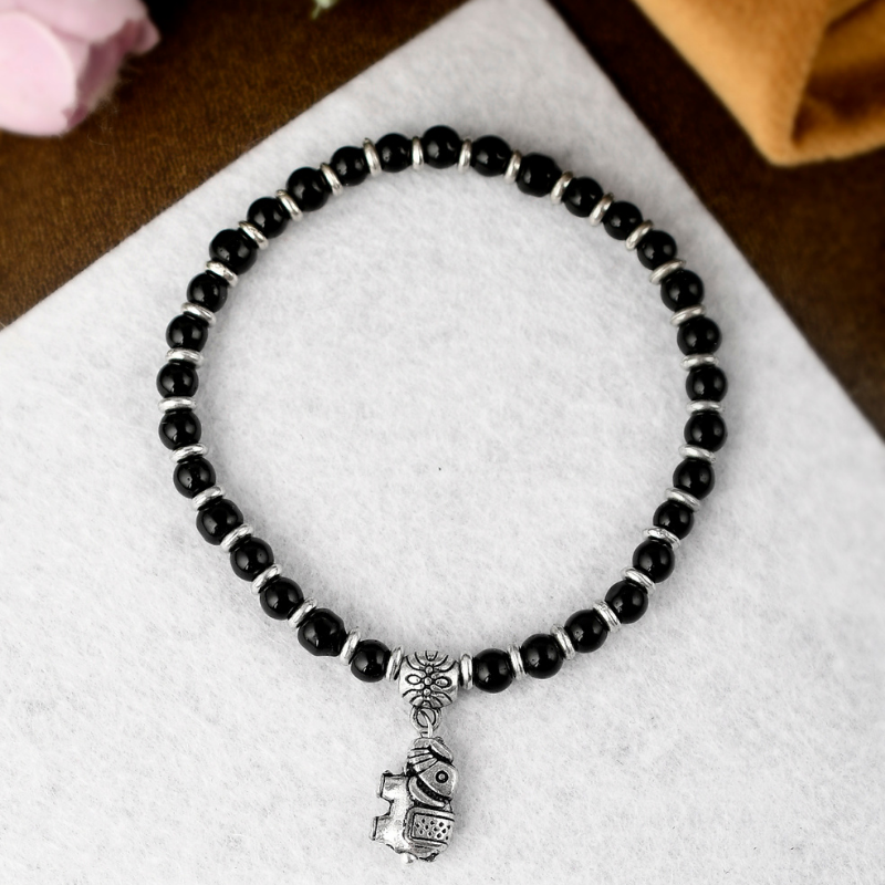 Oxidised Silver-Plated Charm Bracelet