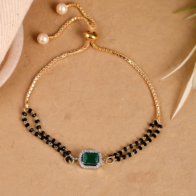 Green Gold-Plated Mangalsutra Bracelet