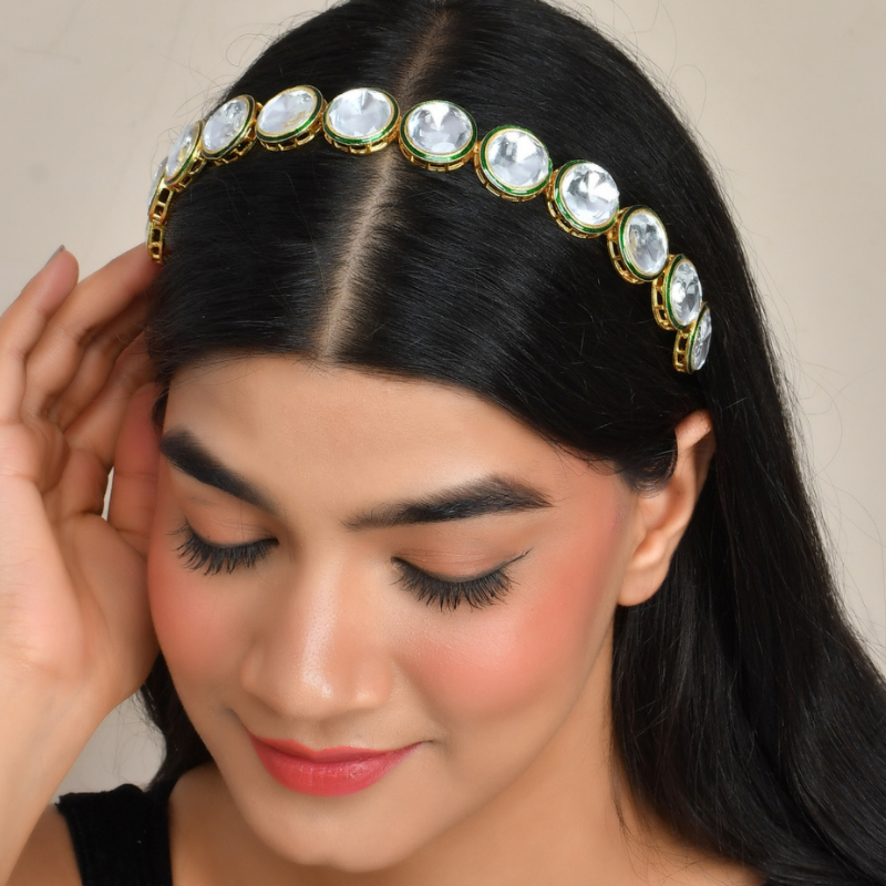 Gold-Plated Polki Studded Hairband