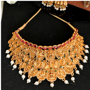 Gold Plated Pink Stone Studded Choker