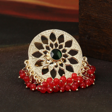 Gold-plated Red Beaded Cocktail Rings