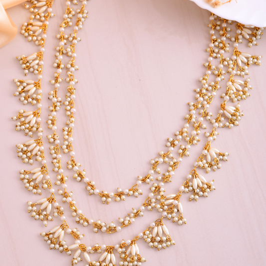 Shoshaa Gold-Plated Kundan Beaded Layered Necklace