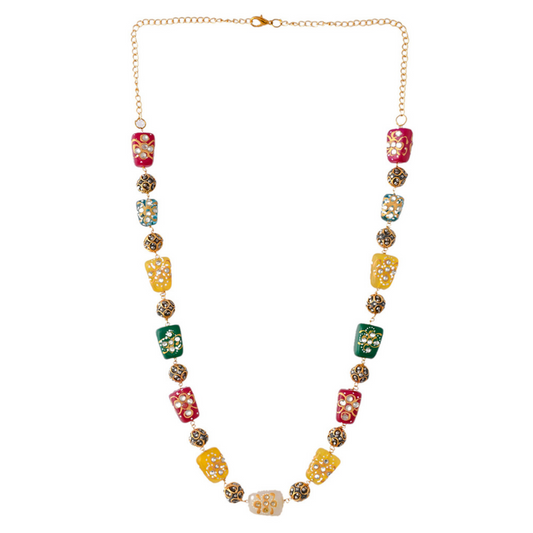 Gold-Plated Kundan-Tanjore Long Necklace
