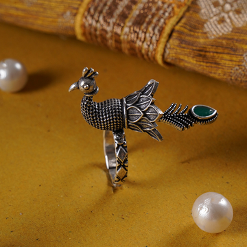 Silver-Plated Oxidised Peacock  Rings