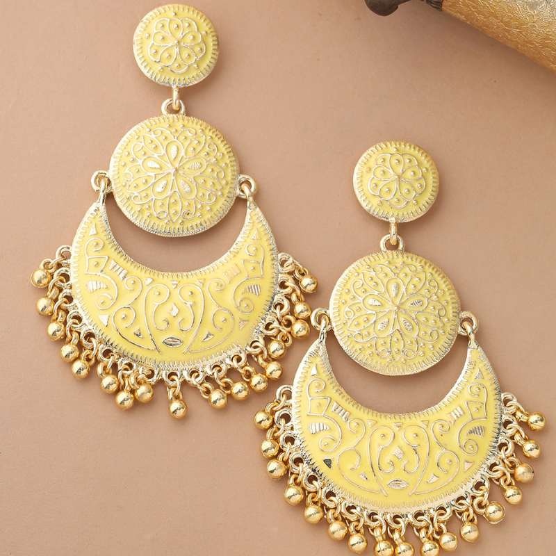 Yellow Gold-plated Kundan Chandbali