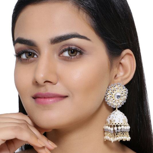 Grey Dome Shaped Jhumkas