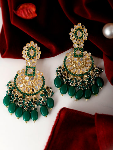 Green Gold-Plated Mirror Drop Earrings