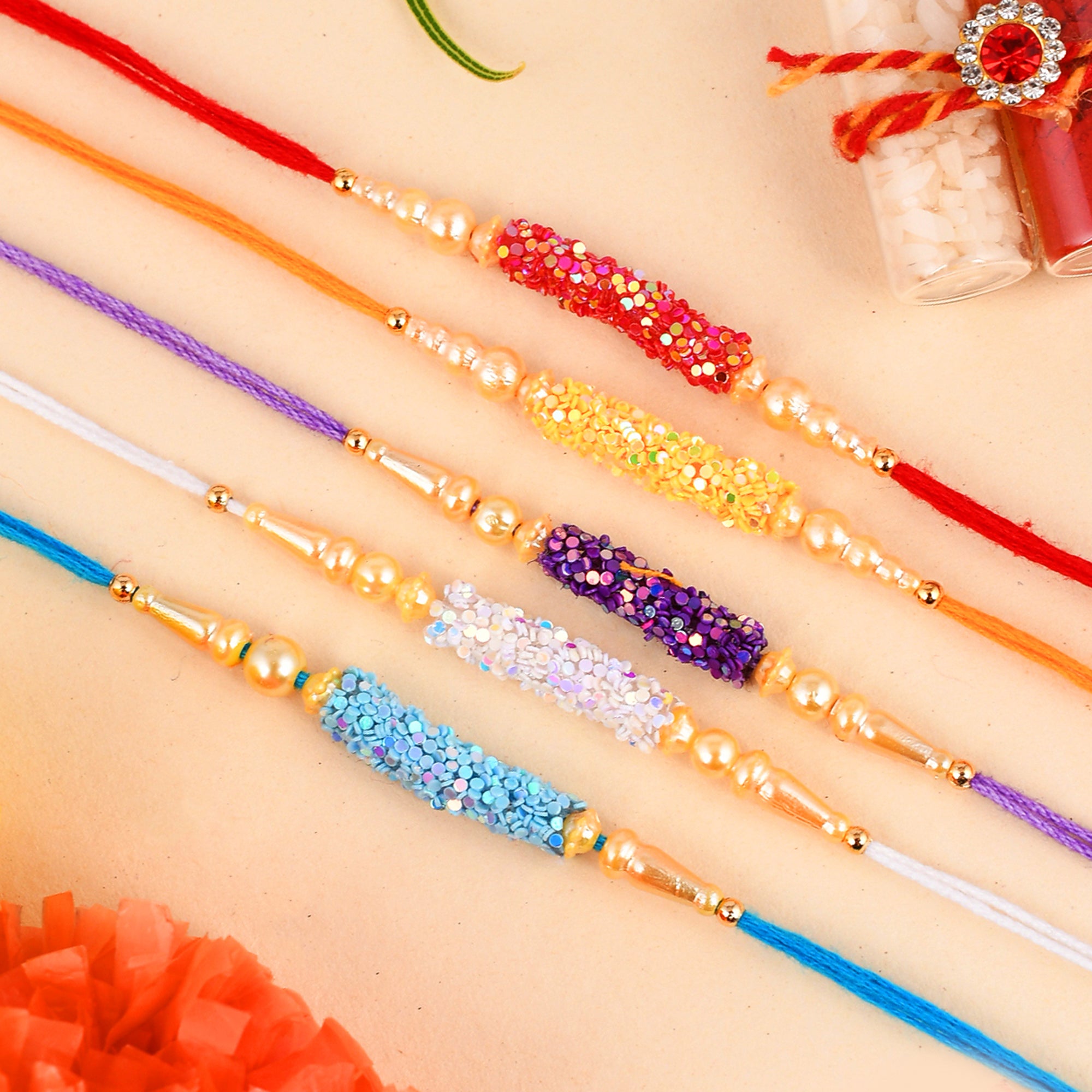 Shoshaa Set Of 5 Stone-Studded Rakhis