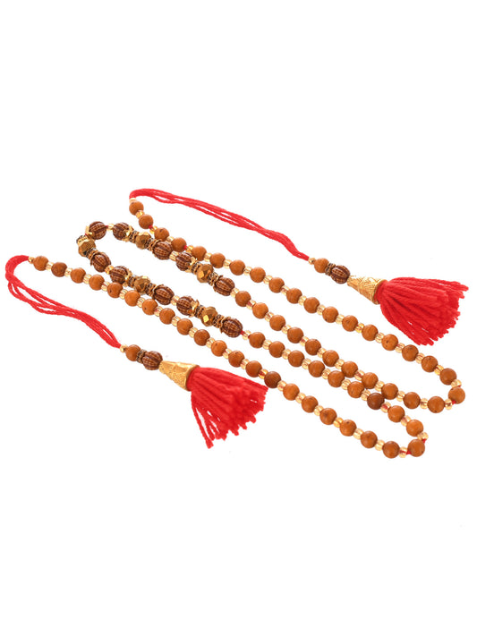 Shoshaa Red & Brown Rudraksh-Beaded Bhai Rakhi