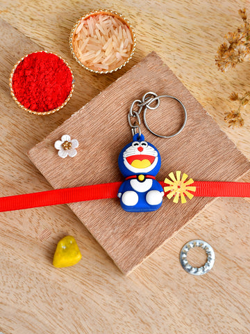 Shoshaa Doraemon Kids Rakhi key chain with Roli Chawal