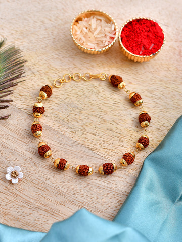 Shoshaa unique Gold Plated Rudraksha Rakhi Bracelet