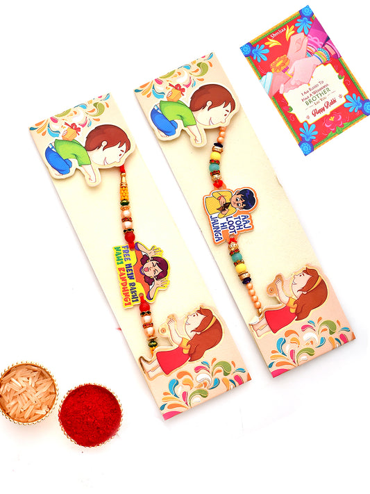 Shoshaa Funky Slogan Brother Sister Image Combo Rakhi Set