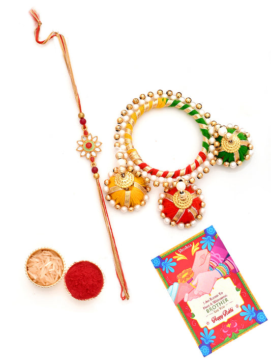 Shoshaa Kundan Bhaiya Bhabhi Rakhi Multi Beaded Bangle