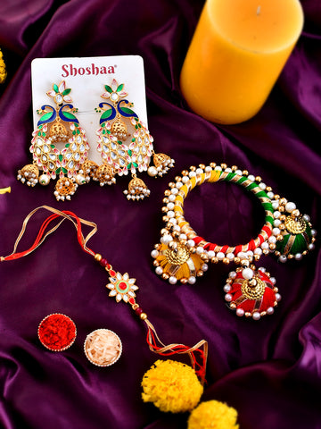 Shoshaa Bhaiya Bhabhi Rakhi & Beaded Bangle