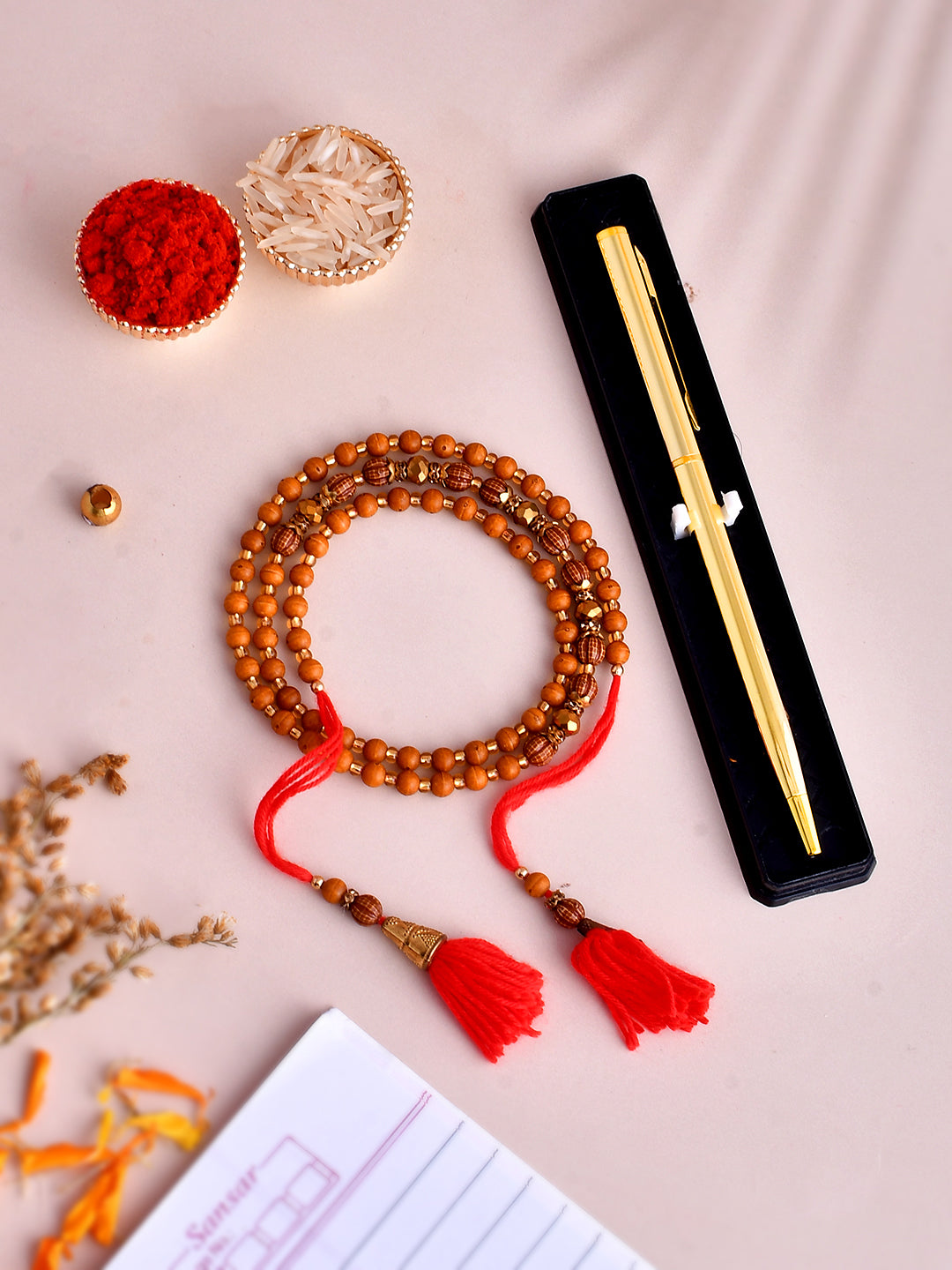 Shoshaa Unique Red Kundan Bhaiya Bhabhi Rakhi gift-hampers