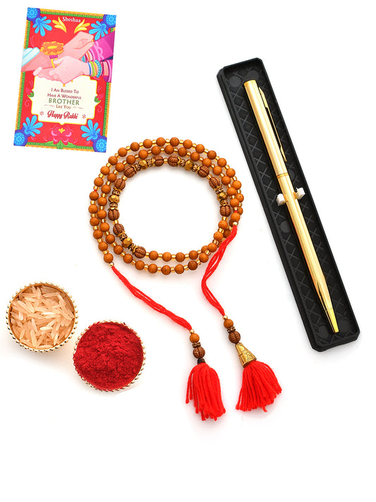 Shoshaa Unique Red Kundan Bhaiya Bhabhi Rakhi gift-hampers