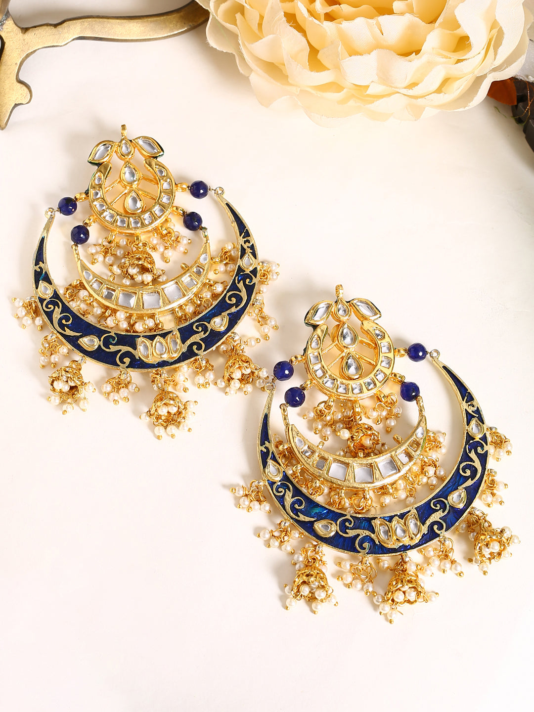 Blue Gold Plated - Classic Chandbali