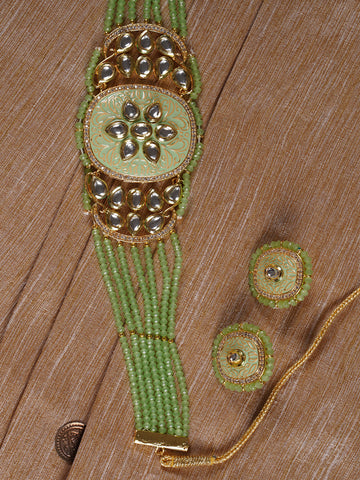 Green Gold-Plated Kundan Choker