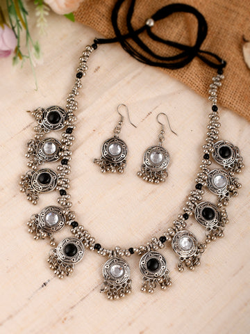 Silver-Plated Oxidised Short Necklace