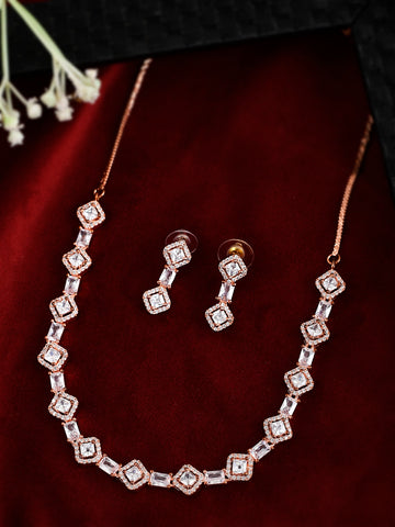 RoseGold-Plated AD Diamond Short Necklace