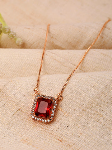 Gold-Toned Ruby Red Pendant Chains