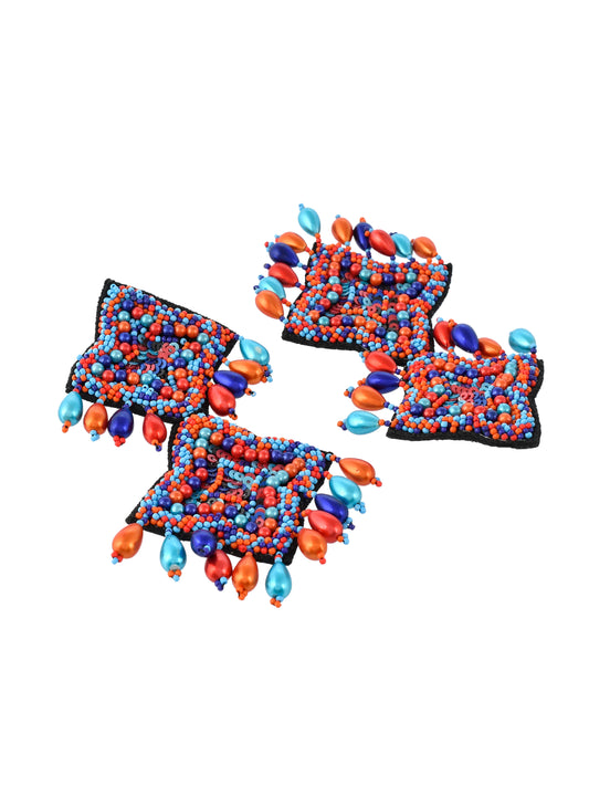Multicolor Funky Fabric Contemporary Drop Earrings