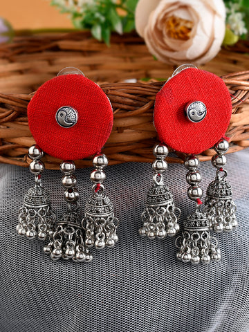 Yello Orange Oxidised Jhumkas