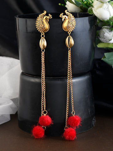 Red Fabric Contemporary Drop Earrings