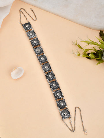 Silver-Plated Oxidised Trendy Choker